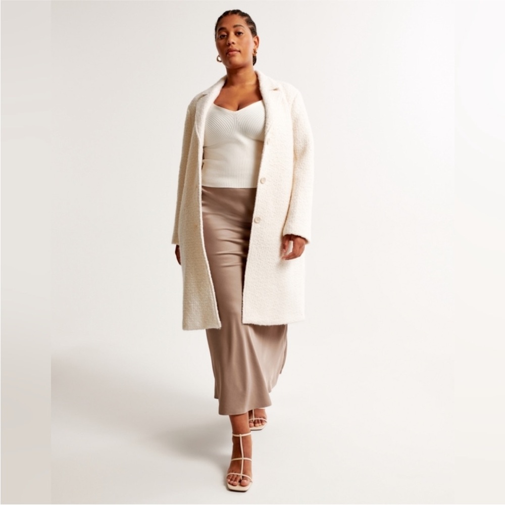 Abercrombie Wool-Blend Dad Coat in Cream